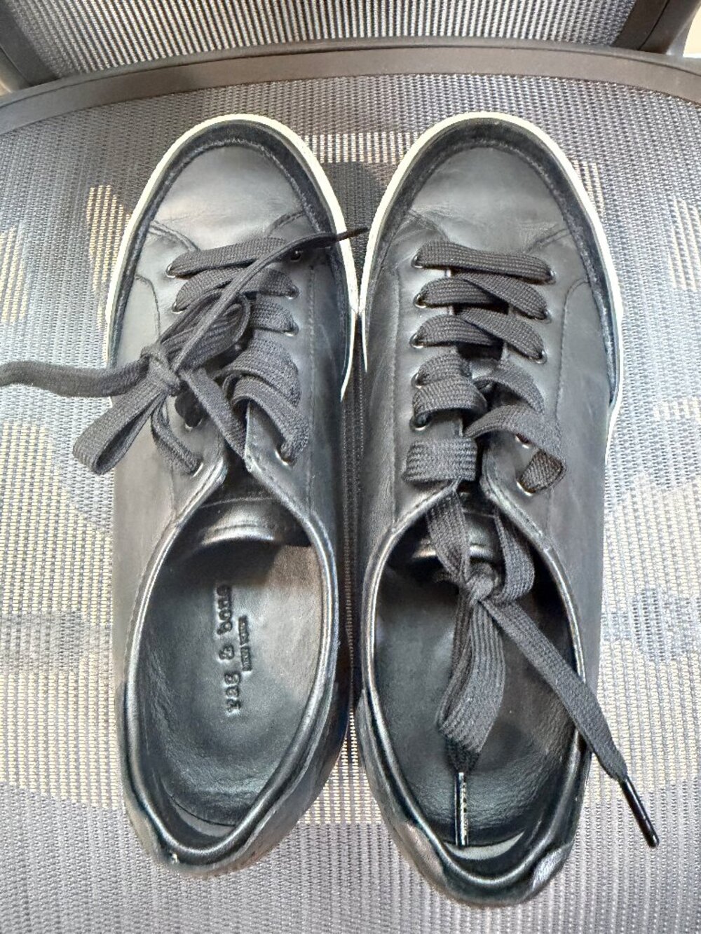 rag & bone RB1 Low Top Black Leather Sneakers Size 39